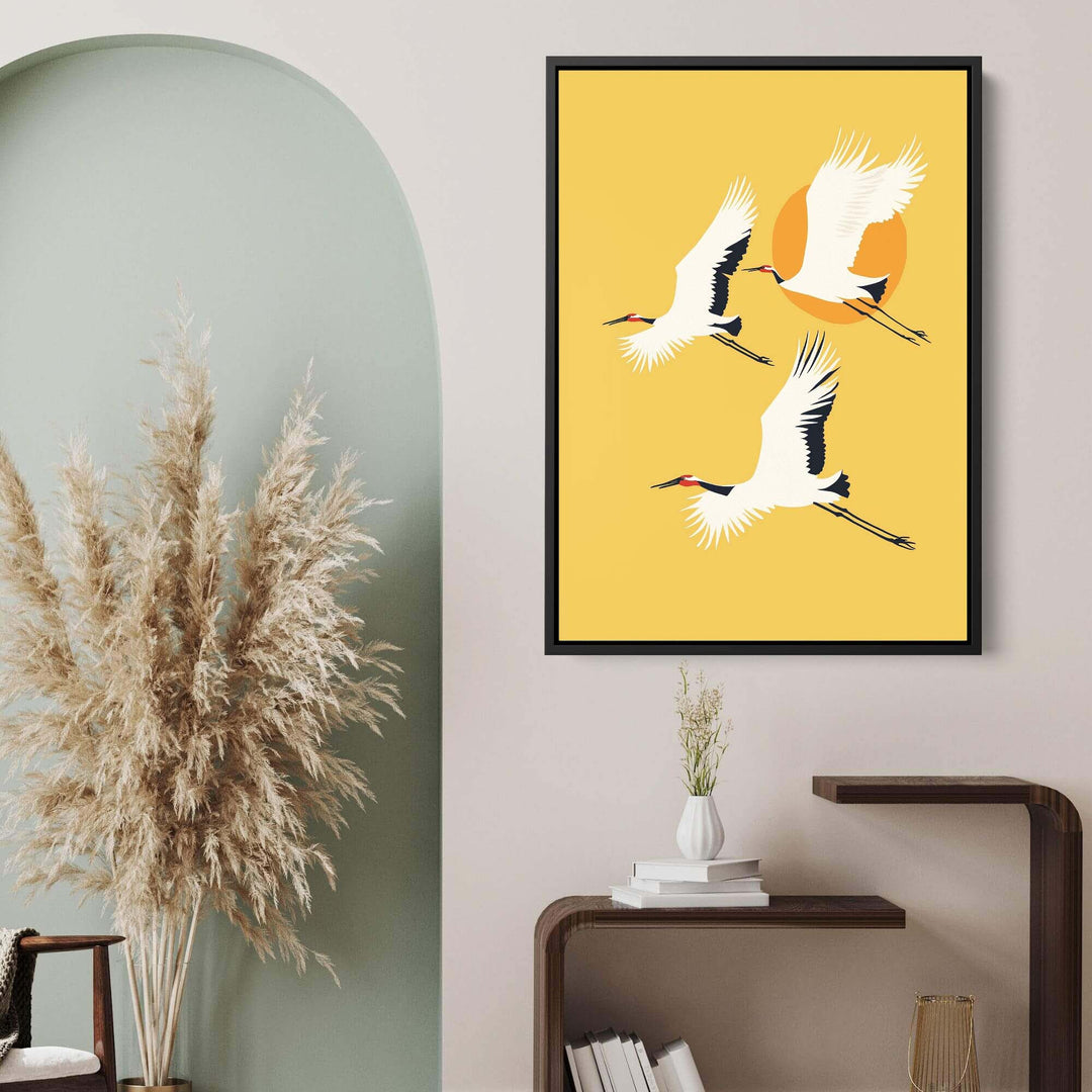 Three Cranes Print Wall Art Moncasso