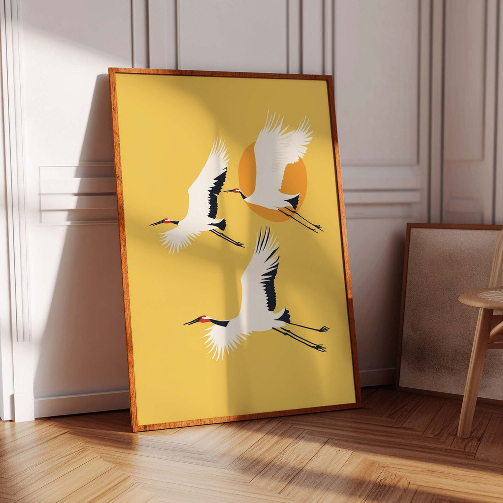 Three Cranes Print Wall Art Moncasso