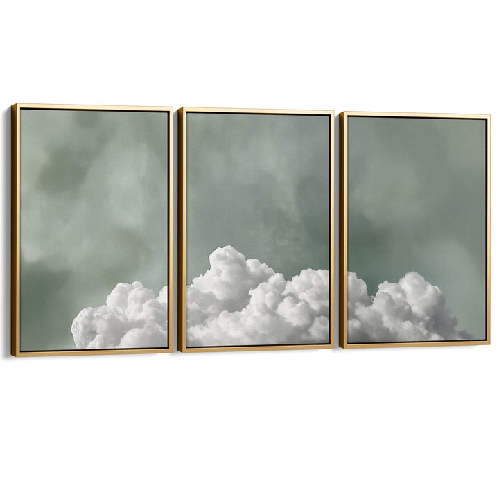 Tranquil Fluffy Cloud Set of 3 Prints Wall Art Moncasso