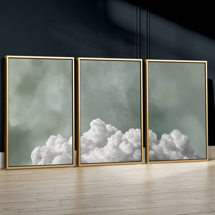 Tranquil Fluffy Cloud Set of 3 Prints Wall Art Moncasso