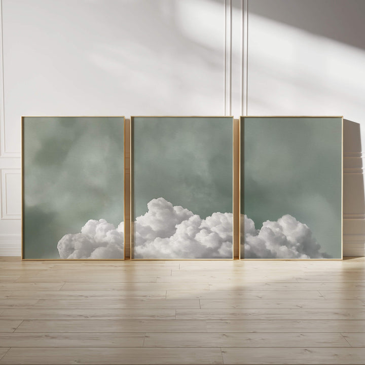 Tranquil Fluffy Cloud Set of 3 Prints Wall Art Moncasso