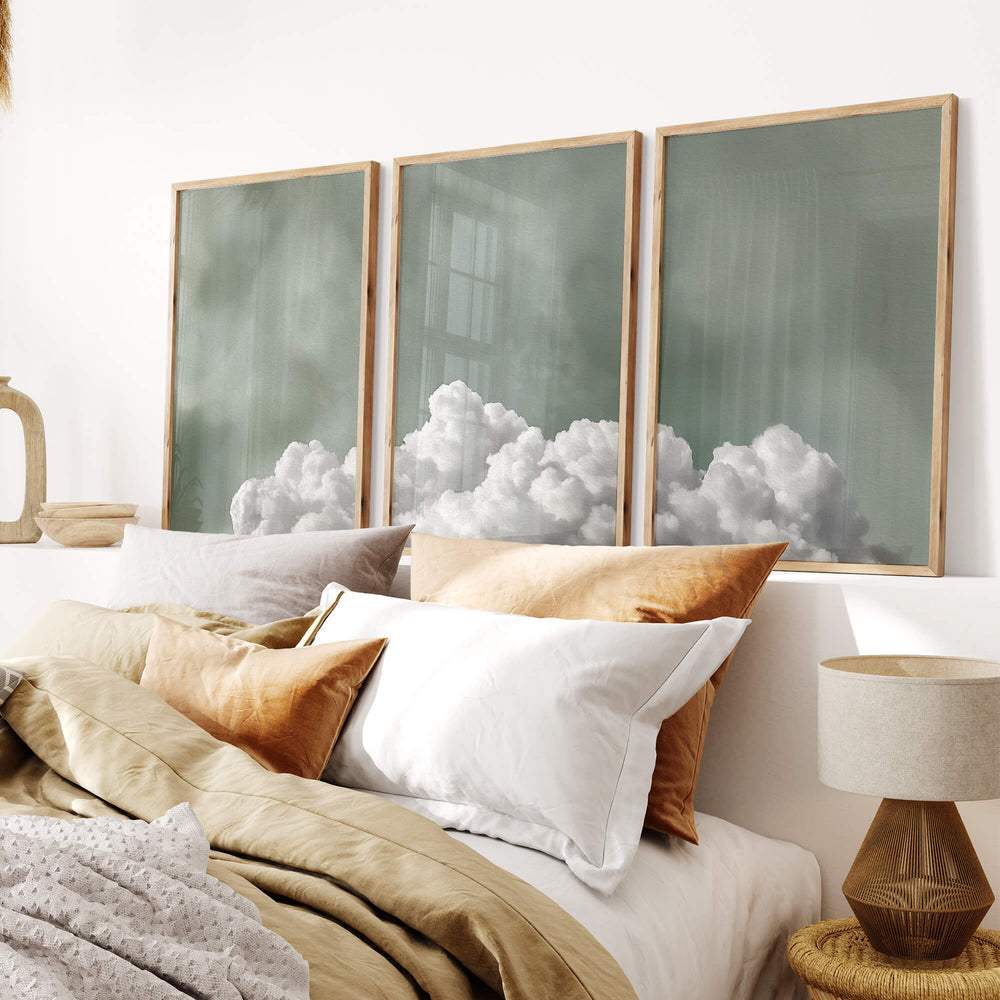 Tranquil Fluffy Cloud Set of 3 Prints Wall Art Moncasso