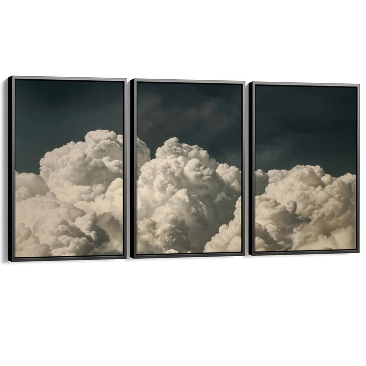 Vintage Billowing Clouds Set of 3 Prints Wall Art Moncasso
