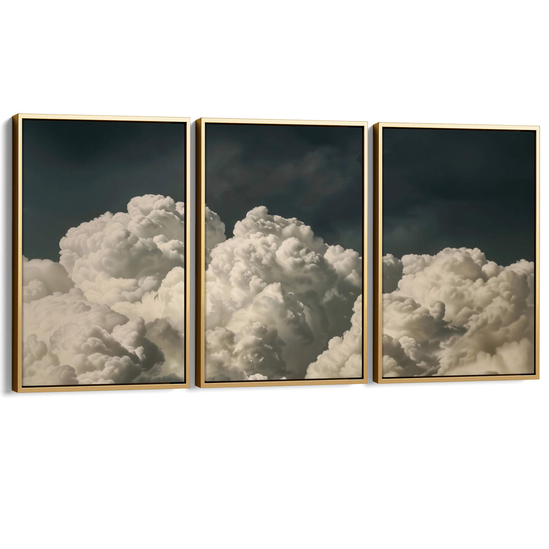 Vintage Billowing Clouds Set of 3 Prints Wall Art Moncasso