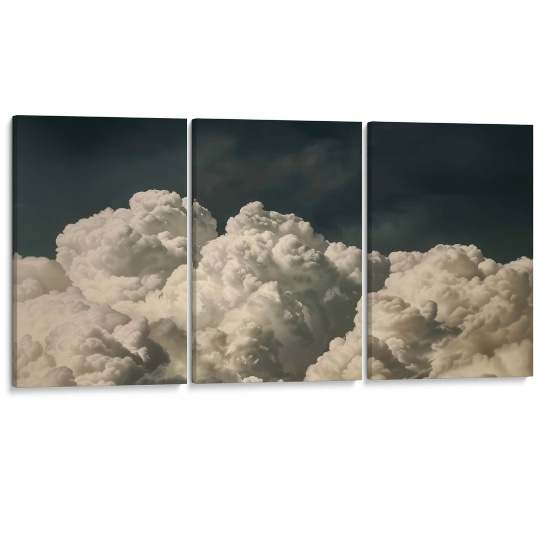 Vintage Billowing Clouds Set of 3 Prints Wall Art Moncasso