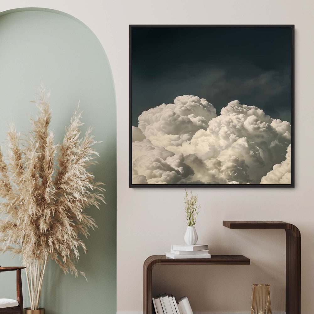 Vintage Billowing Clouds Square Print Wall Art Moncasso