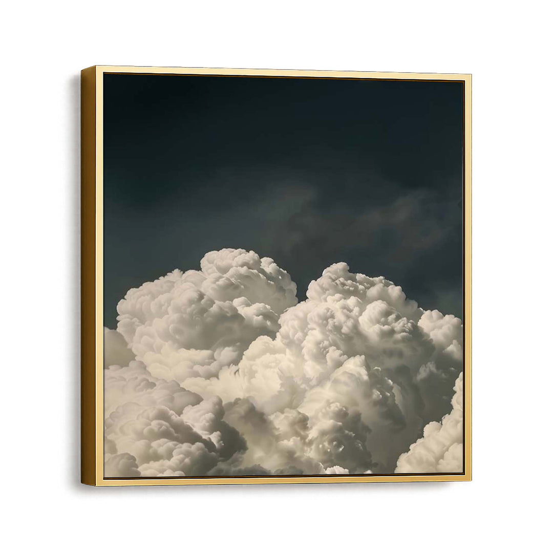 Vintage Billowing Clouds Square Print Wall Art Moncasso