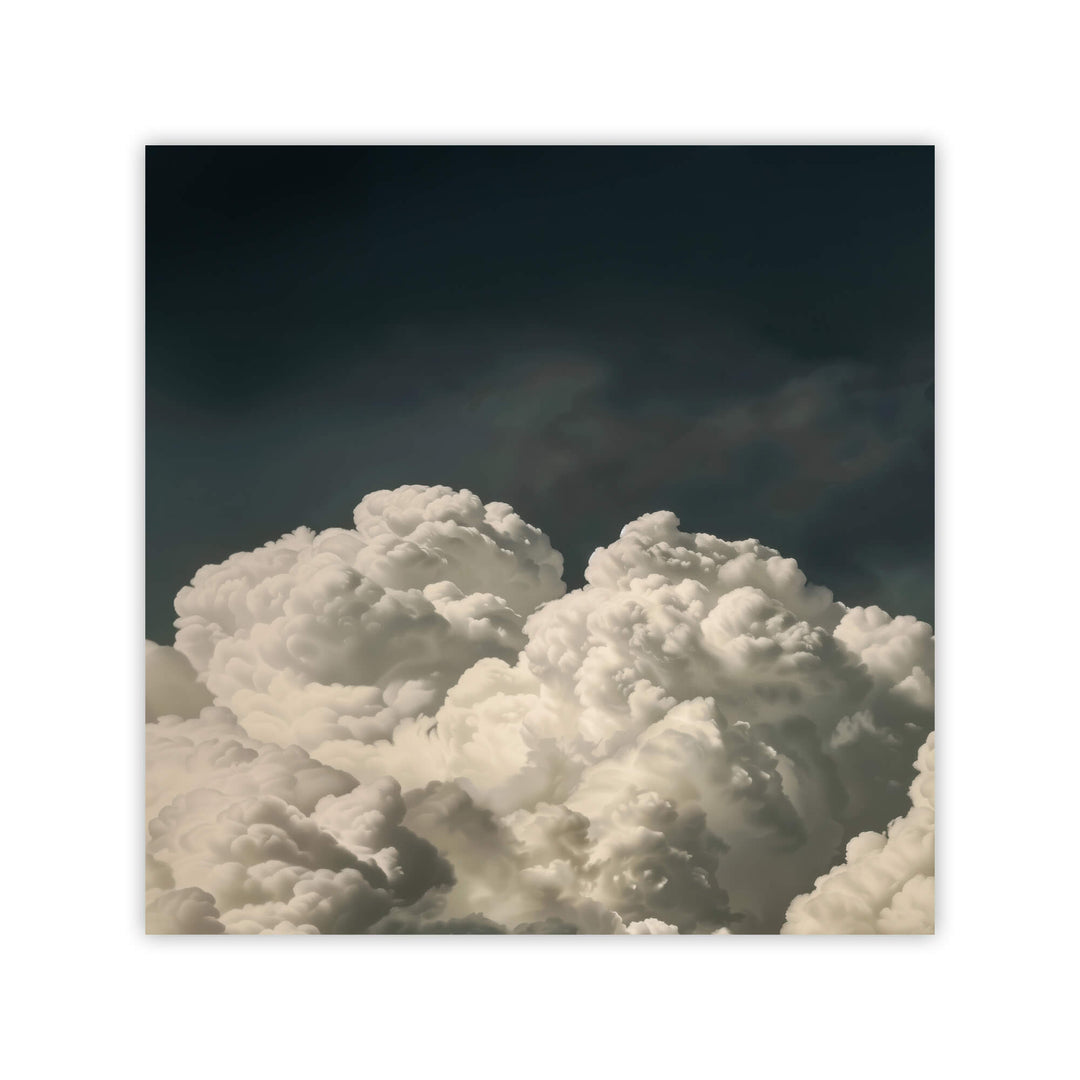 Vintage Billowing Clouds Square Print Wall Art Moncasso