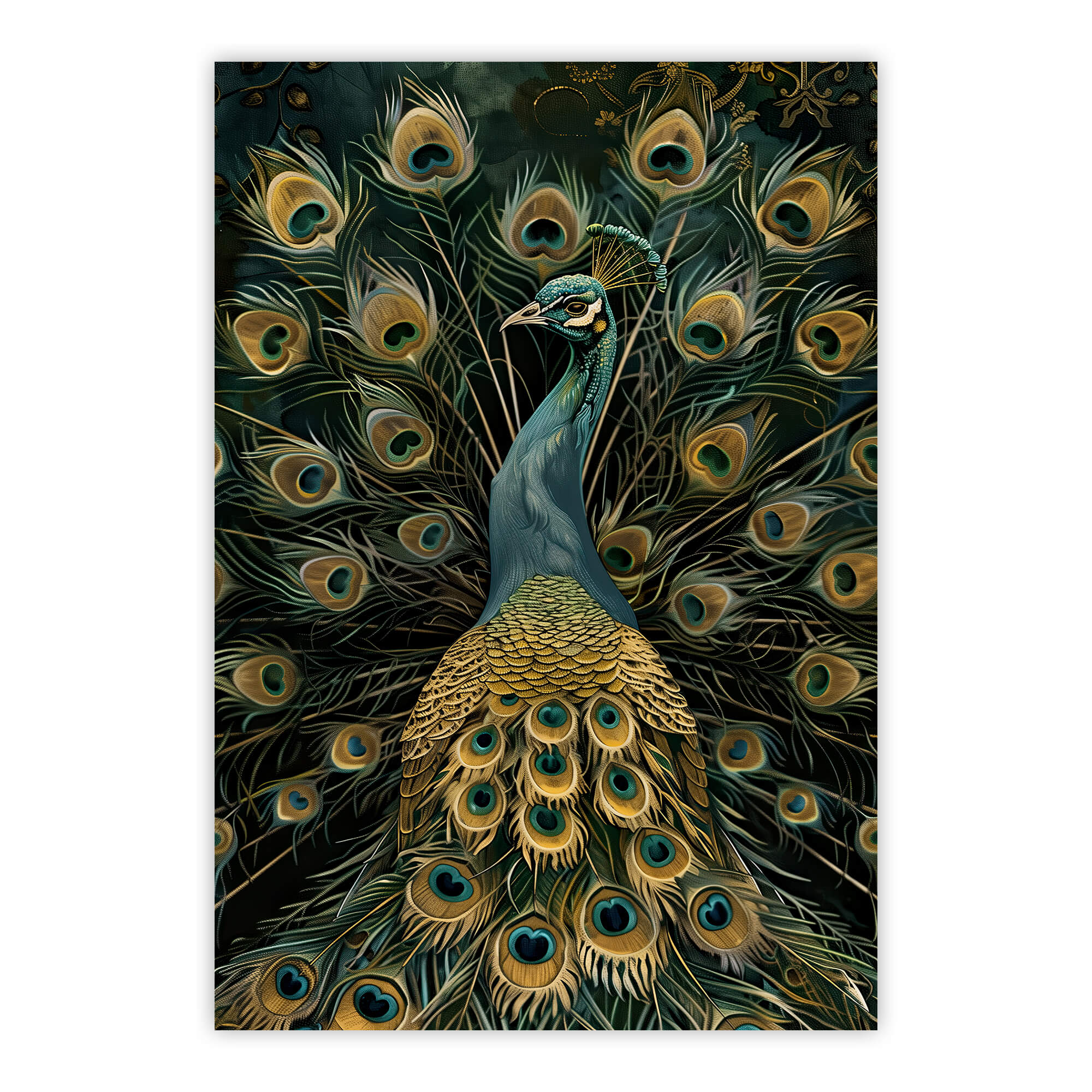 Vintage Peacock No1 Print | Large Canvas Animal Wall Art for