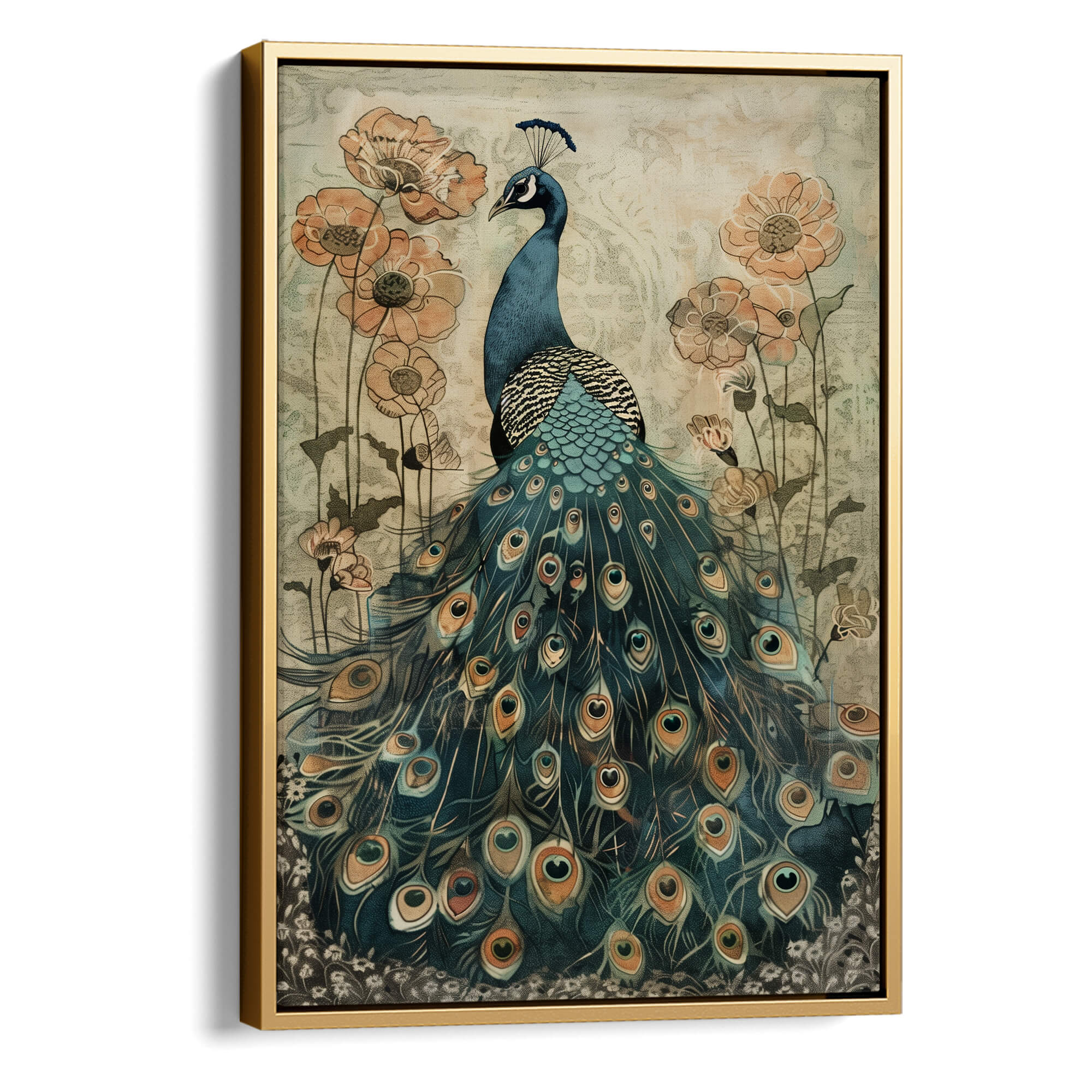 Enchanted Peacock Print | Large Canvas Animal Wall Art Maximalist