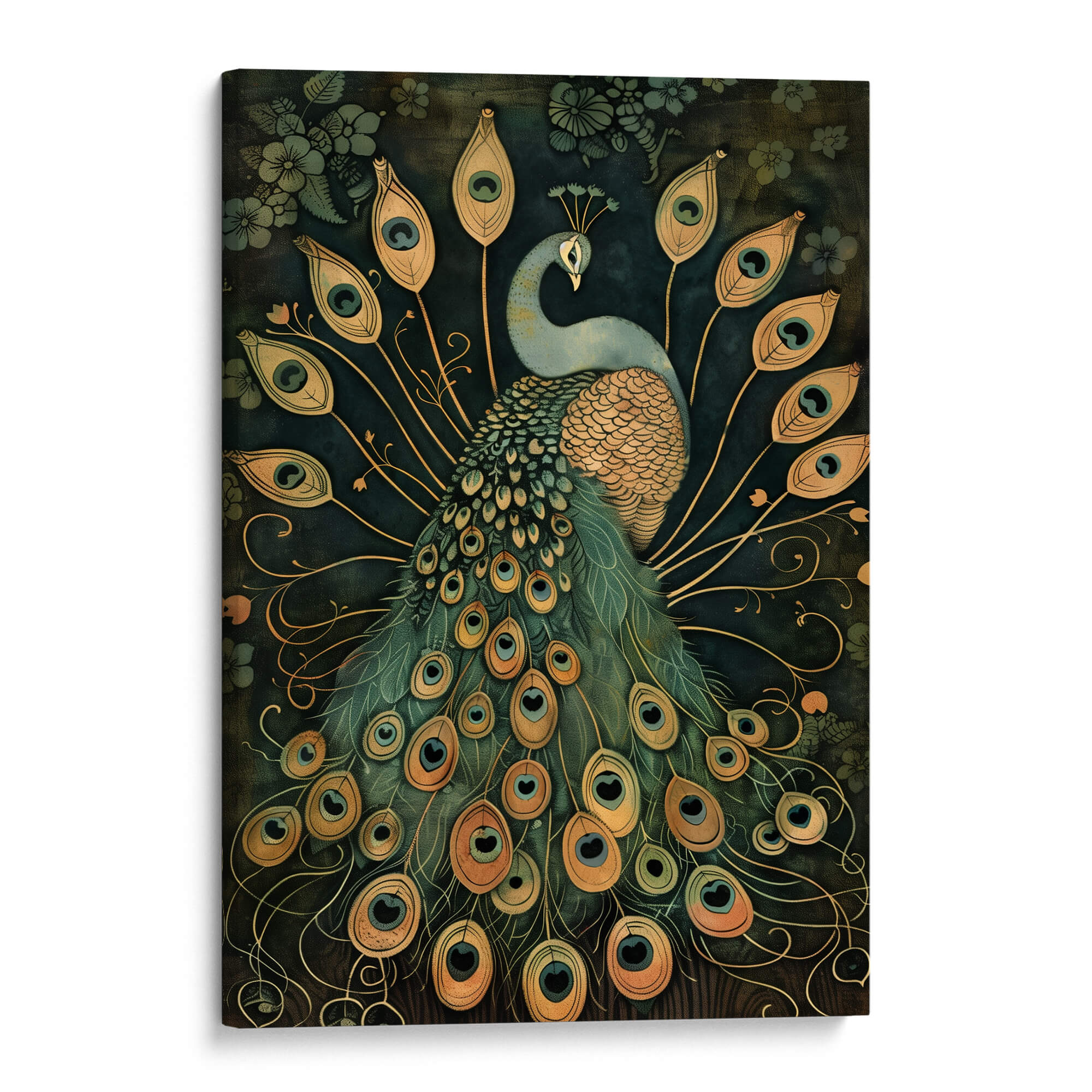 ★Original ART  ‘Peacock’ Vintage Peacock No3 Print | Large Canvas Animal Wall Art for