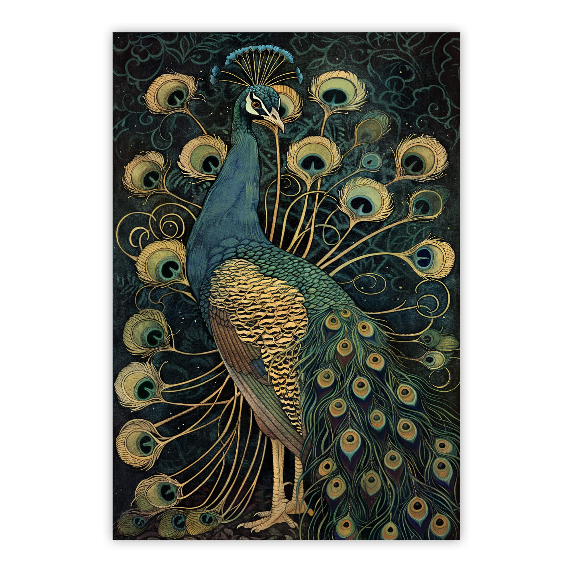 【国内在庫】 Large | Print No4 Peacock Vintage Canvas for Art Wall Animal 絵画