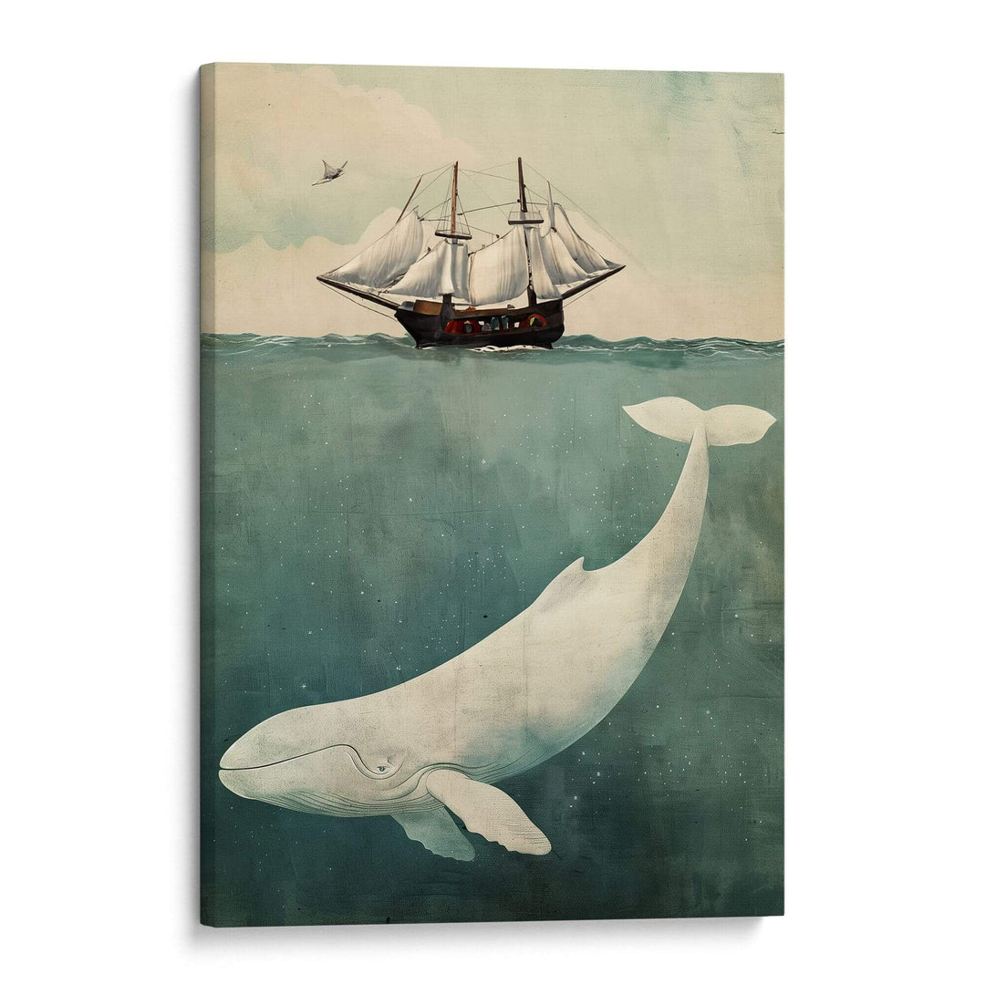 Whale & Ship Print Wall Art Moncasso