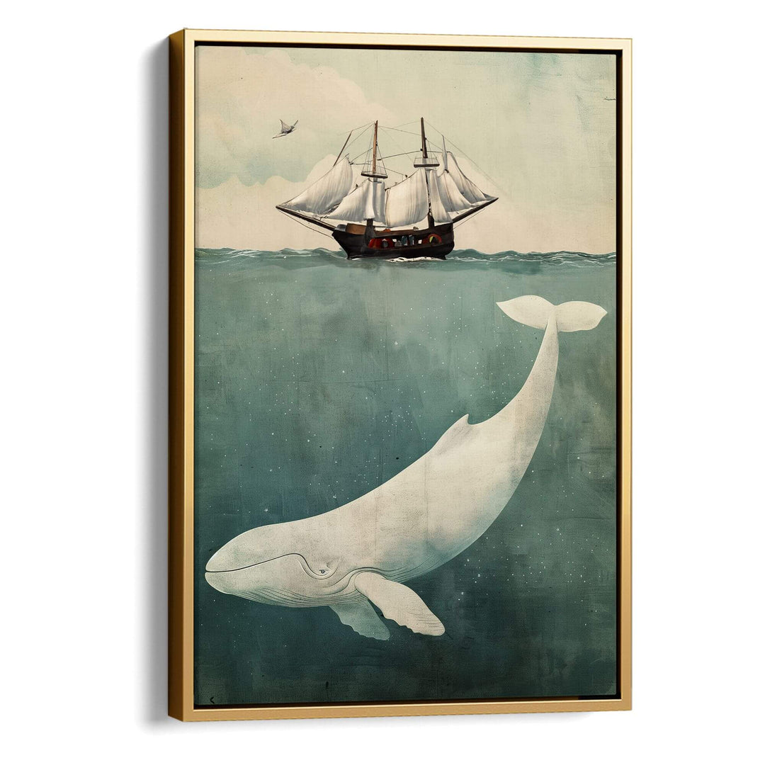 Whale & Ship Print Wall Art Moncasso