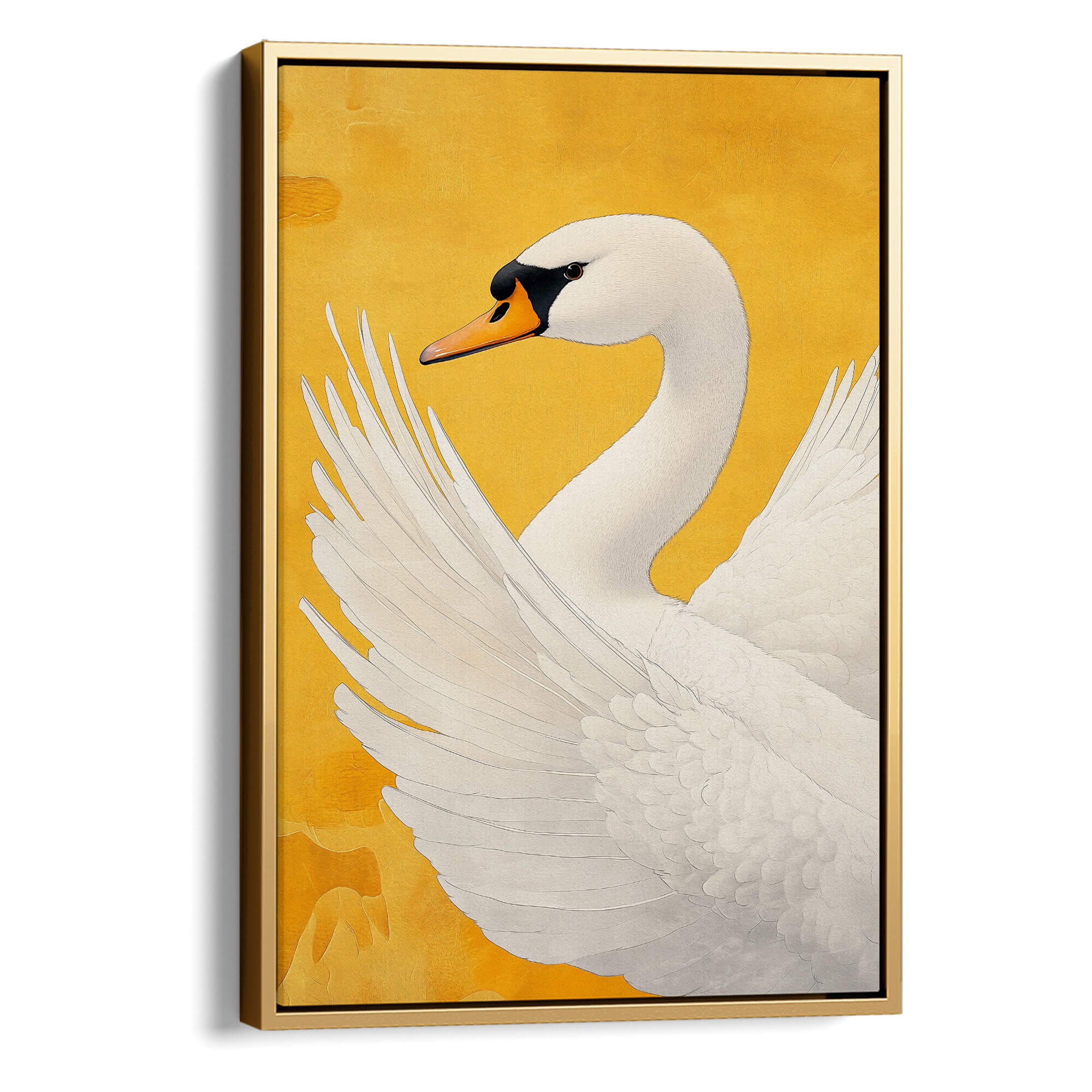White Swan No3 Print | Yellow Animal Large Canvas Wall Art for