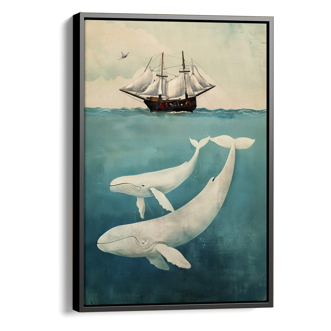 White Whale & Calf Print Wall Art Moncasso
