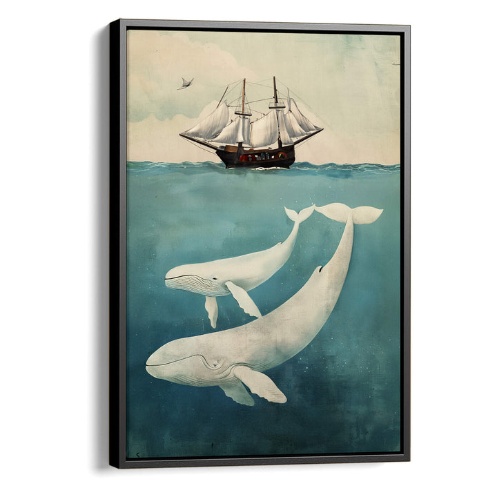 White Whale & Calf Print Wall Art Moncasso