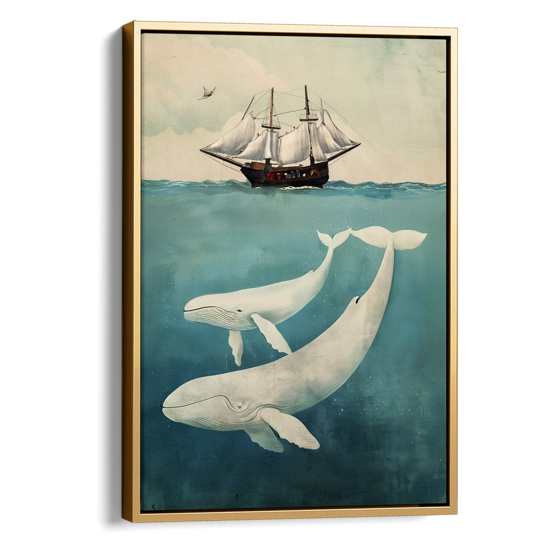 White Whale & Calf Print Wall Art Moncasso