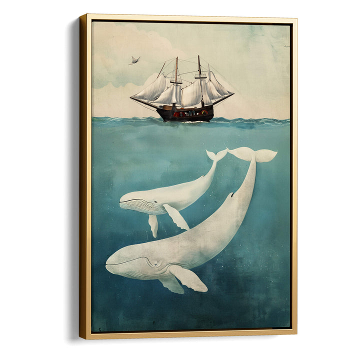 White Whale & Calf Print Wall Art Moncasso