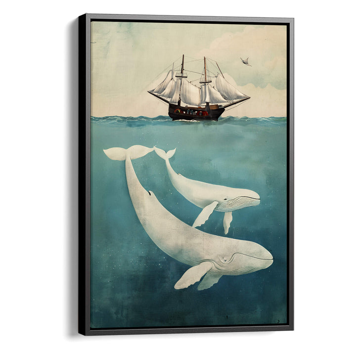 White Whale & Calf Print Wall Art Moncasso