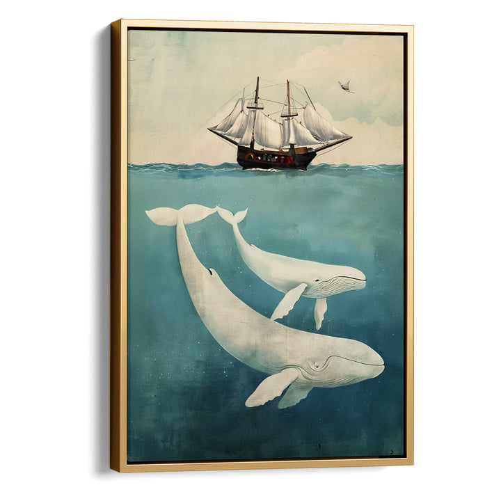 White Whale & Calf Print Wall Art Moncasso
