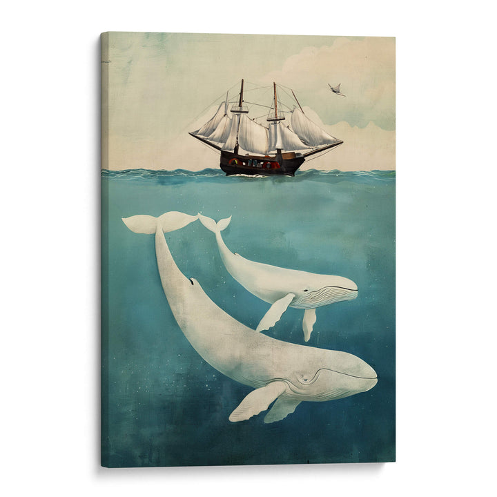 White Whale & Calf Print Wall Art Moncasso