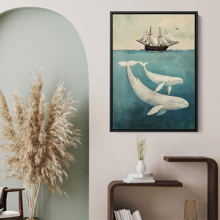 White Whale & Calf Print Wall Art Moncasso