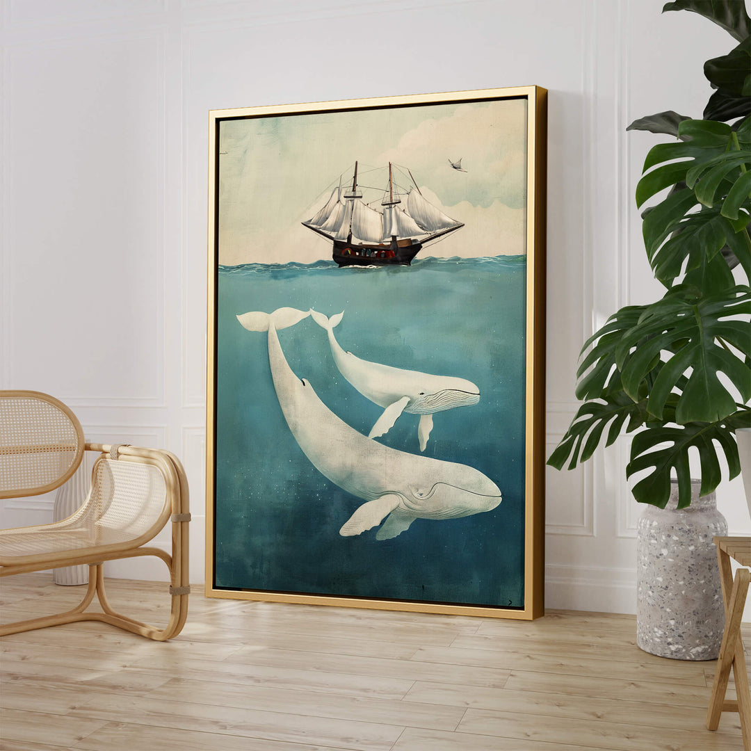 White Whale & Calf Print Wall Art Moncasso