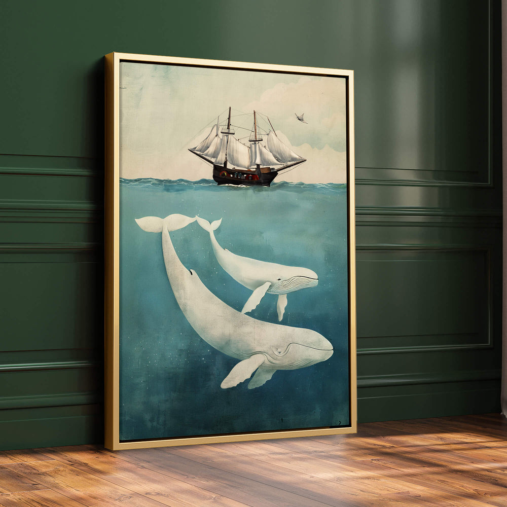 White Whale & Calf Print Wall Art Moncasso