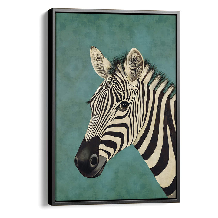 Zebra on Blue Print Wall Art Moncasso