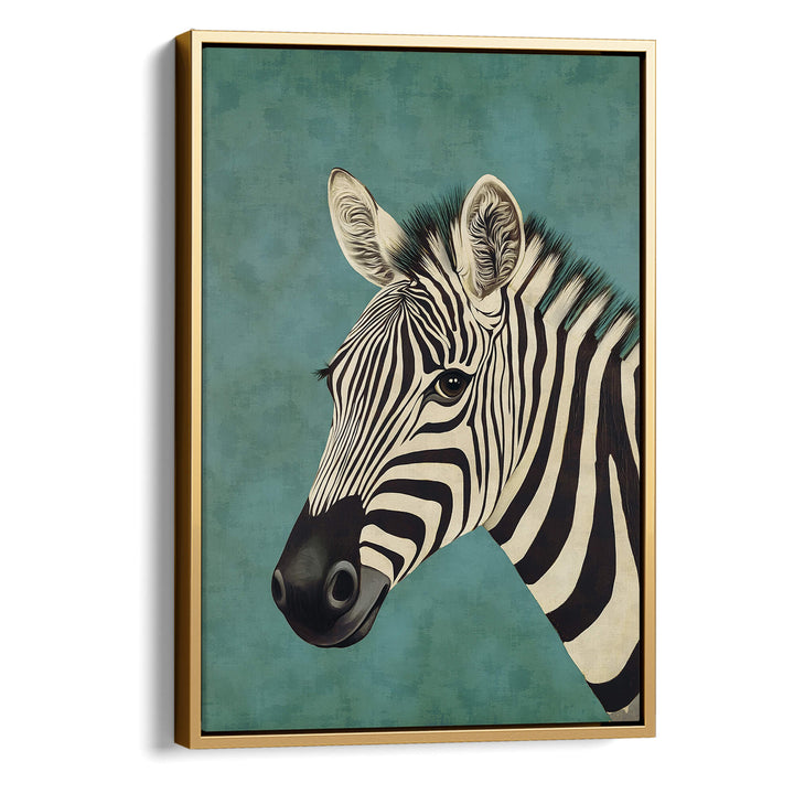 Zebra on Blue Print Wall Art Moncasso