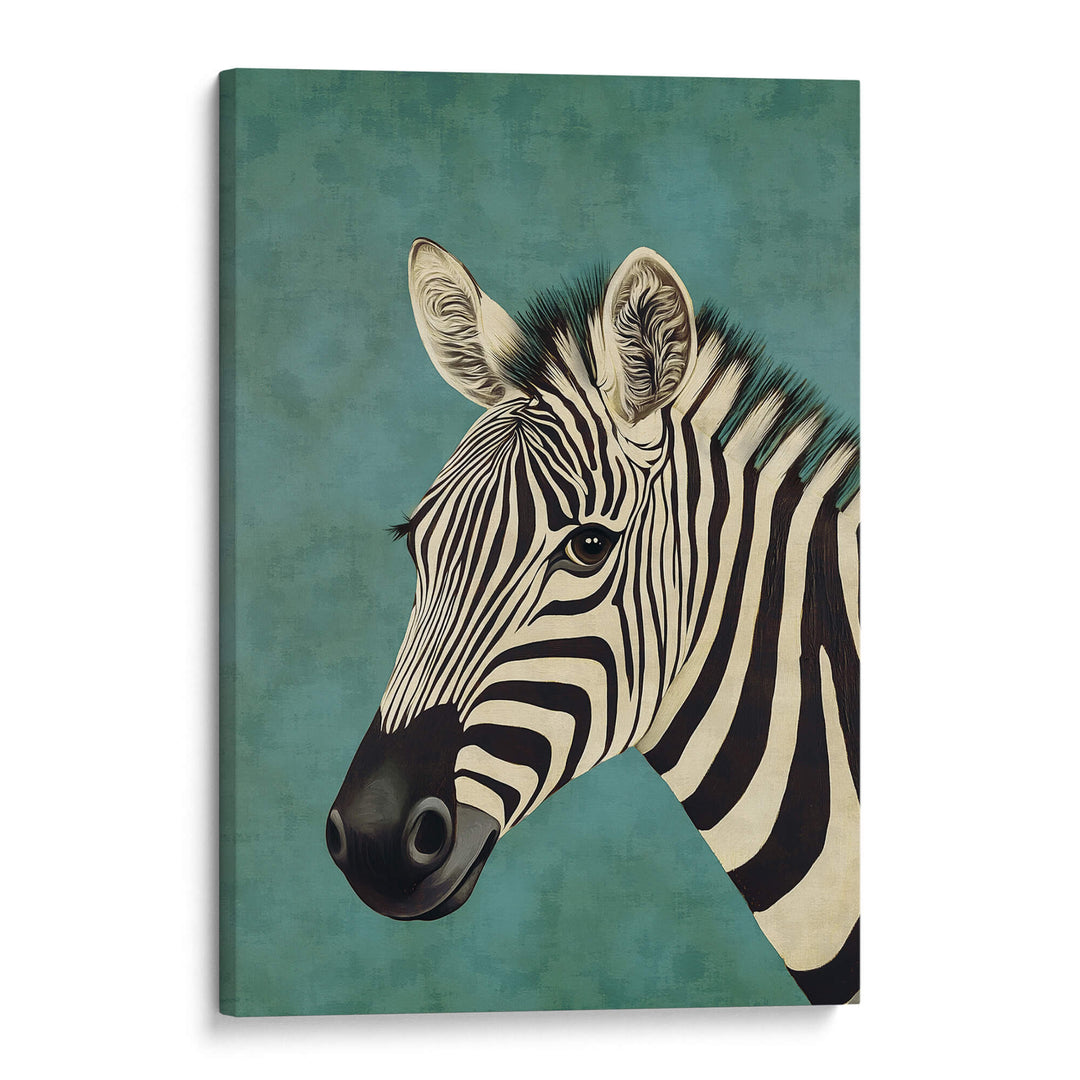 Zebra on Blue Print Wall Art Moncasso