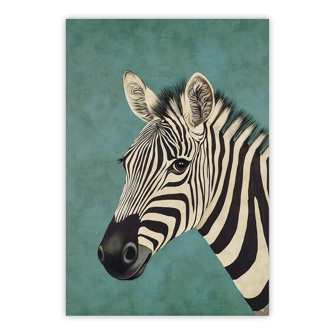 Zebra on Blue Print Wall Art Moncasso