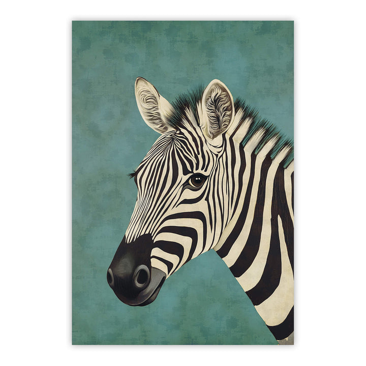 Zebra on Blue Print Wall Art Moncasso