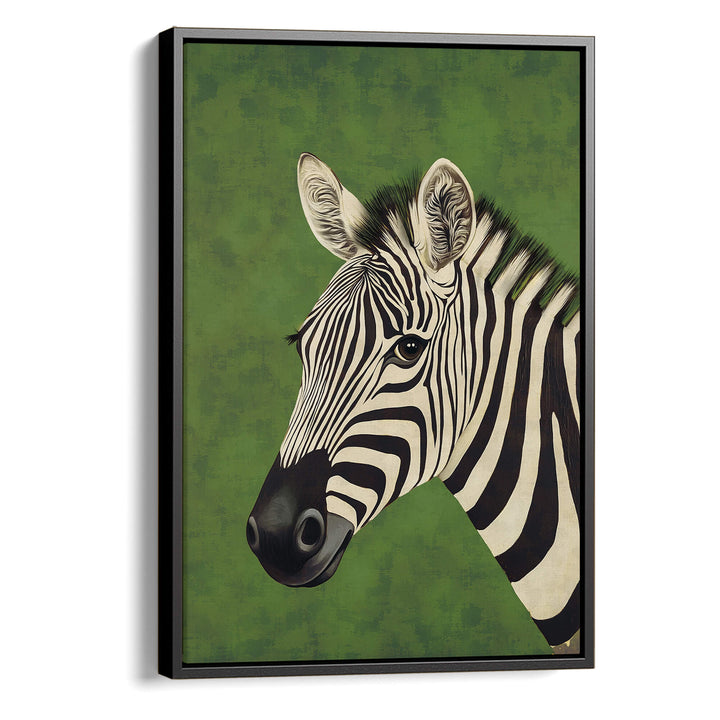 Zebra on Green Print Wall Art Moncasso