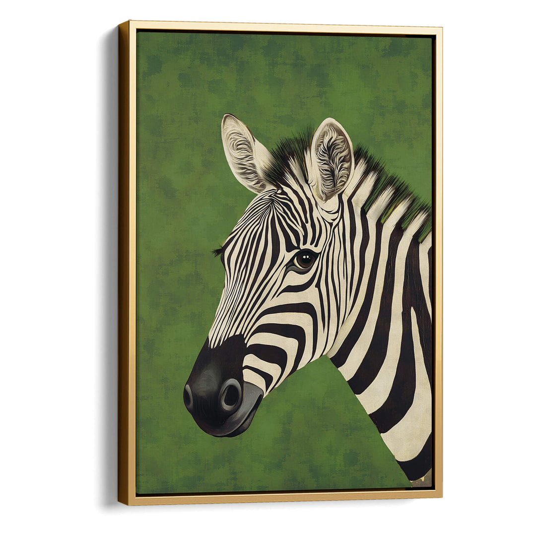 Zebra on Green Print Wall Art Moncasso