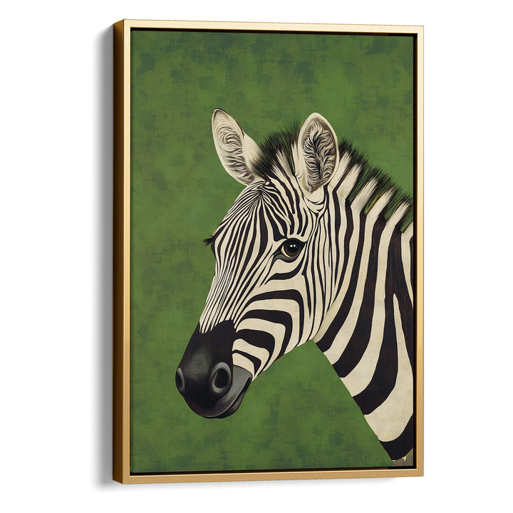 Zebra on Green Print Wall Art Moncasso