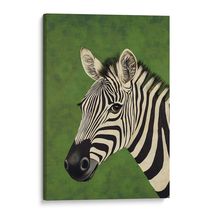 Zebra on Green Print Wall Art Moncasso