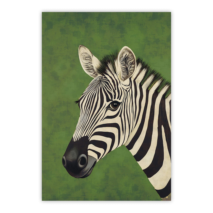 Zebra on Green Print Wall Art Moncasso