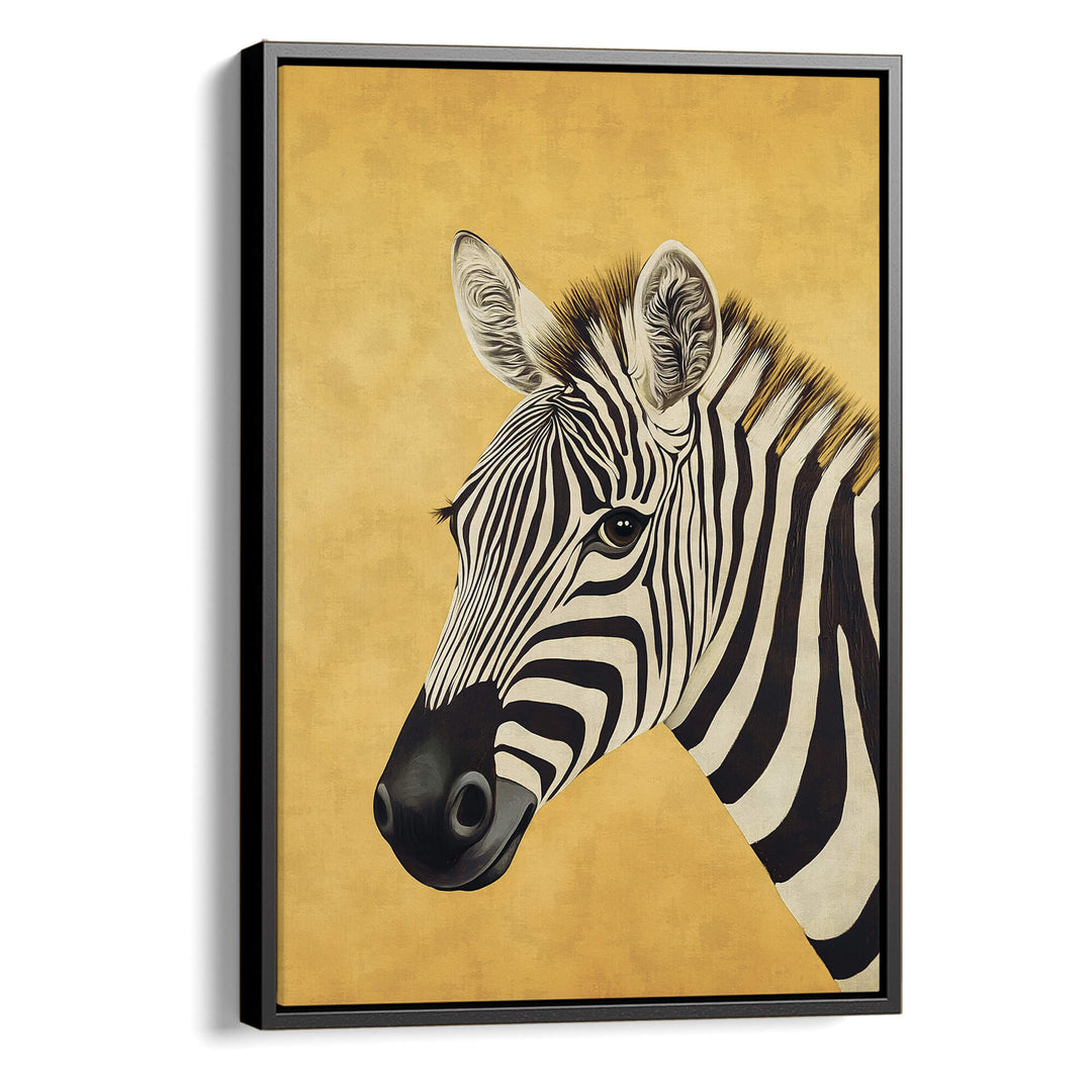 Zebra on Yellow Print Wall Art Moncasso