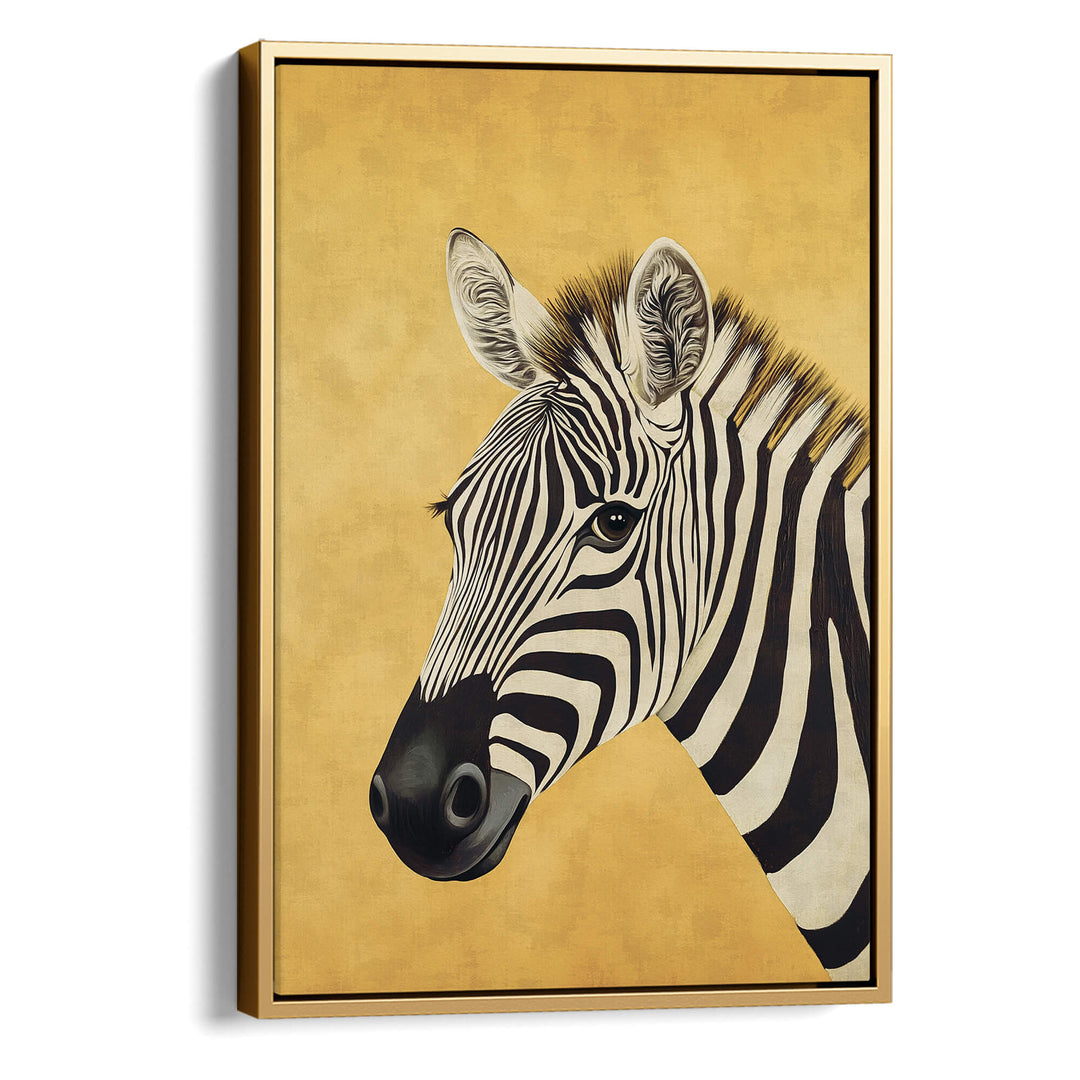 Zebra on Yellow Print Wall Art Moncasso
