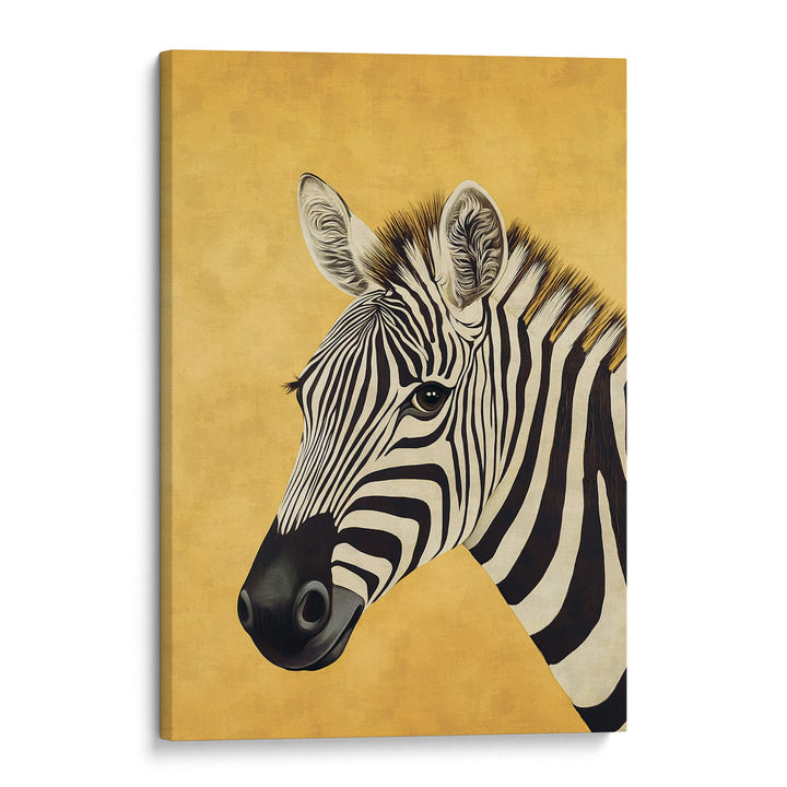 Zebra on Yellow Print Wall Art Moncasso