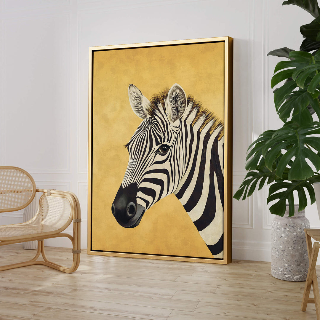 Zebra on Yellow Print Wall Art Moncasso