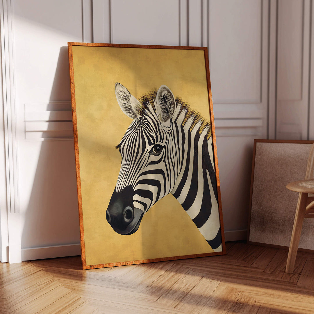 Zebra on Yellow Print Wall Art Moncasso