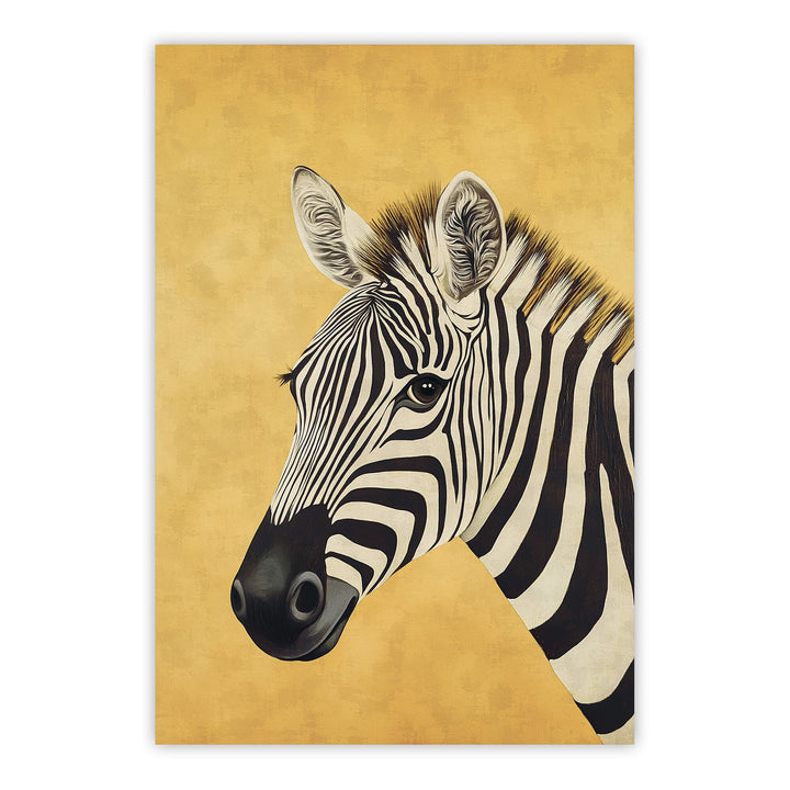 Zebra on Yellow Print Wall Art Moncasso