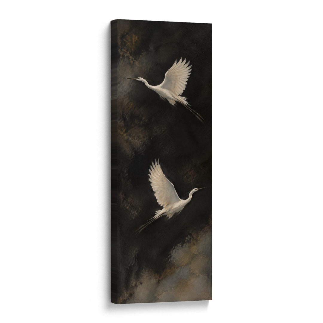 Ascending Wings No. 3, two white birds in flight, Gallery Wrap