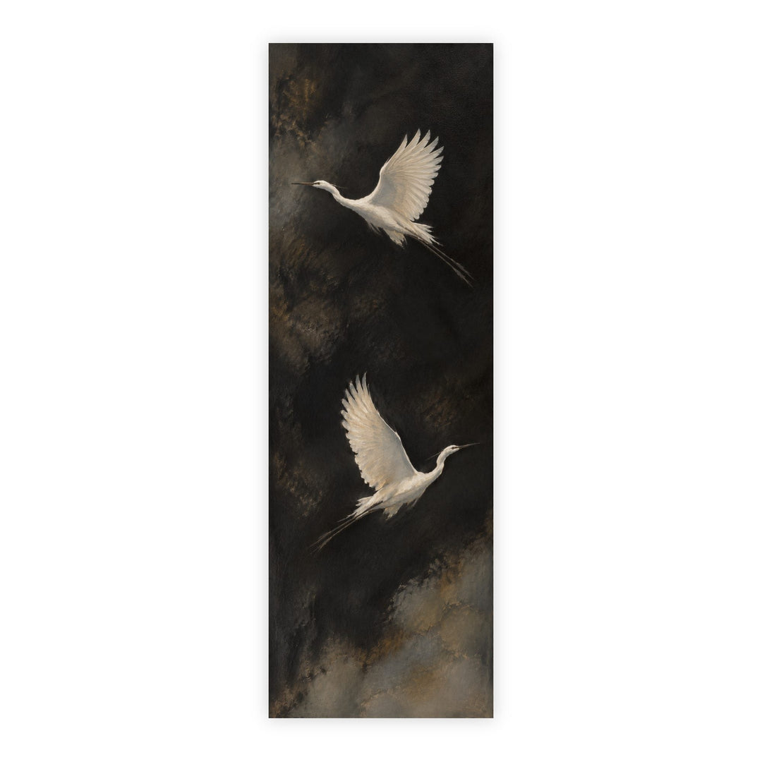 Ascending Wings No. 3, two white birds in flight, Unframed