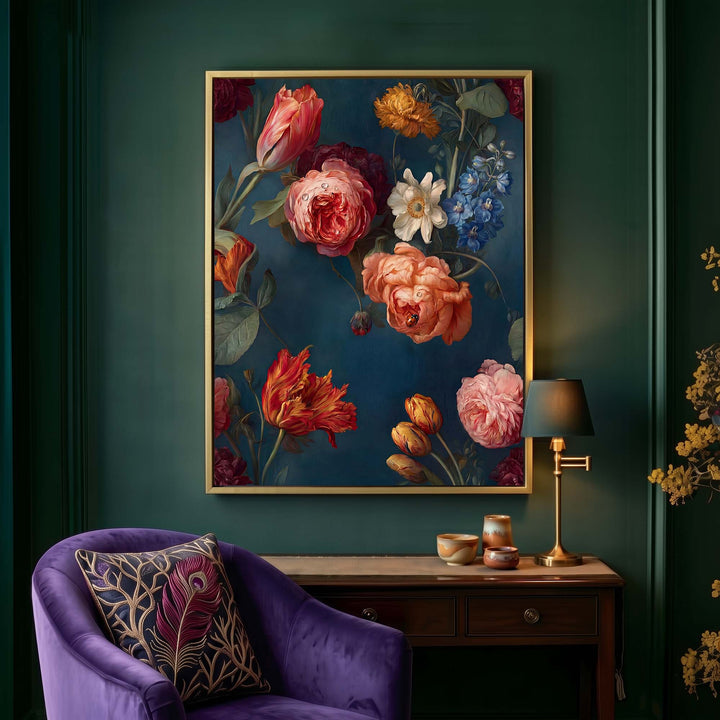 Indigo Bloom Print Wall Art Bilge Paksoylu