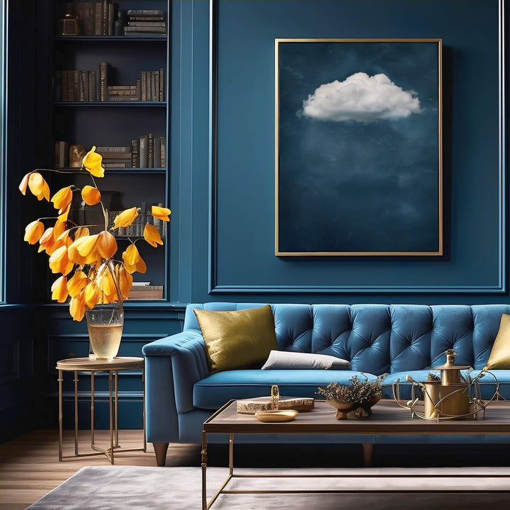 Deep Blue Cloud Print Wall Art Moncasso