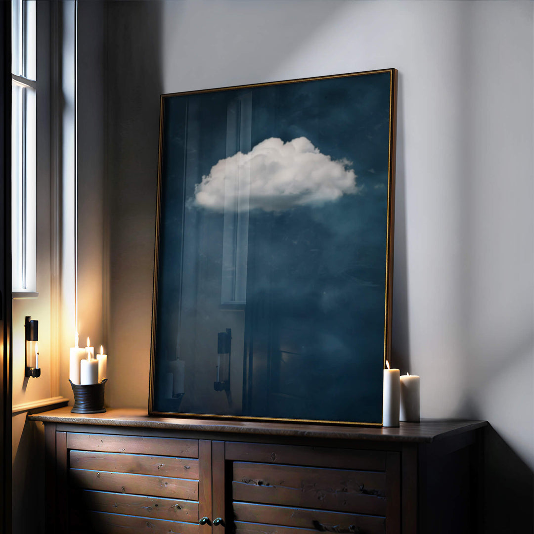 Deep Blue Cloud Print Wall Art Moncasso